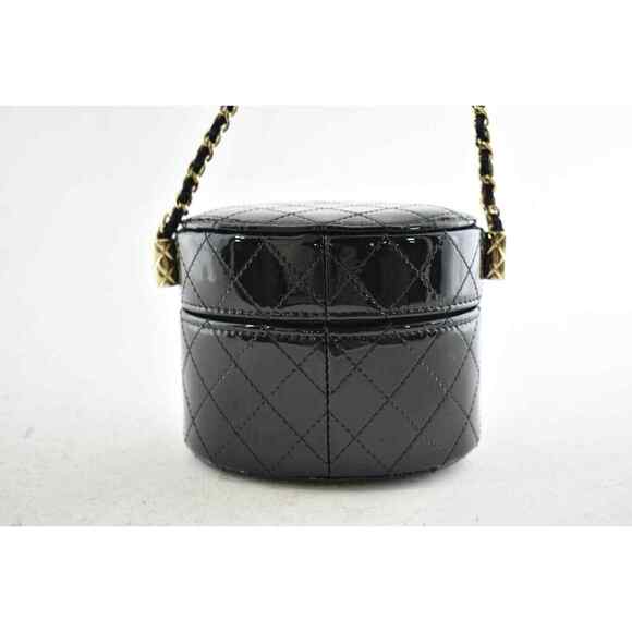 Chanel 20A Mini Black Patent Vanity Quilted CC On Chain Shoulder Crossbody Bag - Picture 4 of 12